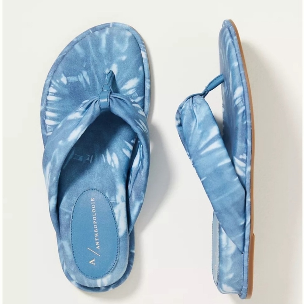 Anthropologie Blue Tie-Dye Sandals